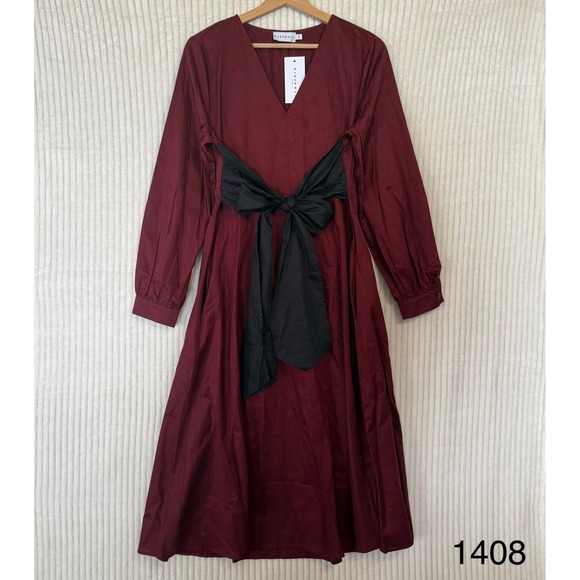 harshman Dresses & Skirts - Harshman Vespera Dress Burgundy Black Size Small 100% Cotton NWT Pockets